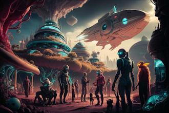 create sci fi illustration for you
