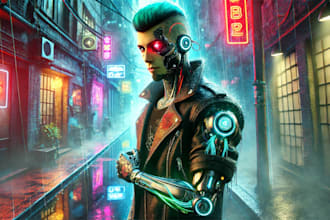 create a cyberpunk portrait illustration
