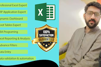do excel data entry, dynamic dashboard, pivot tables, vba, and all about excel