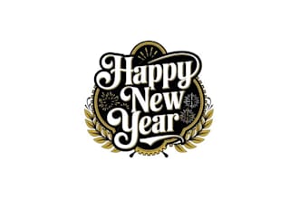 design happy new year retro style logo