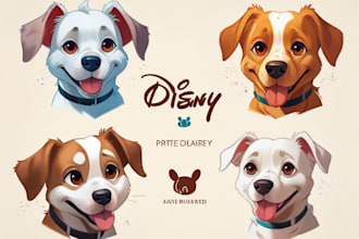 design a custom disney pet portrait illustration