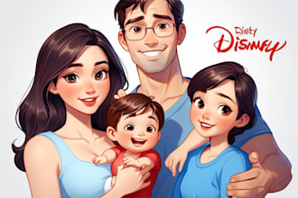 design a professional disney family portrait