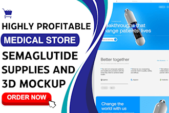 design medical equipment website gym store semaglutide 3d product mockup website