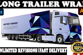 design long trailer wrap, semi truck, box trailer wrap and vehicle wrap,