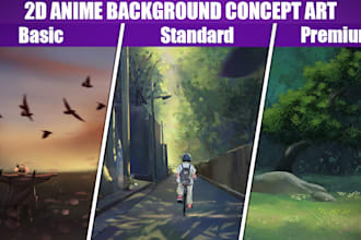 create 2d anime background concept art for 2d games and animation