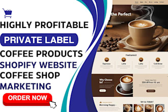 design private label coffee shopify store coffee products packaging bag website