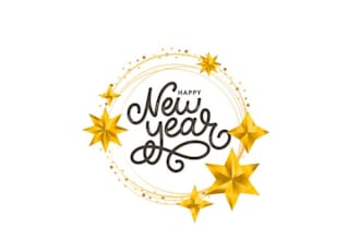 design unique happy new year golden wreath logo