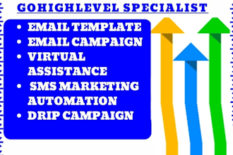 setup gohighlevel email template sms marketing automation ghl email campaign VA
