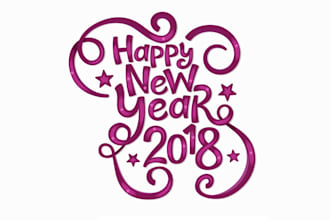 design awesome lettering happy new year white and pink logo