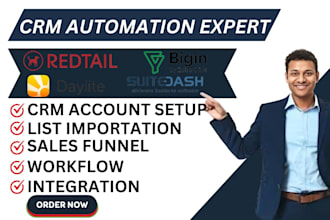 set up red tail day lite net suite zoho bigin suite dash automation go highlevel