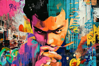 draw graffiti designs murals and wall art or skateboards