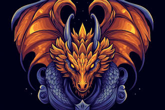 draw fantasy game logo with cool unique magic style