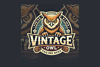 do awesome vintage owl logo with my own creativity