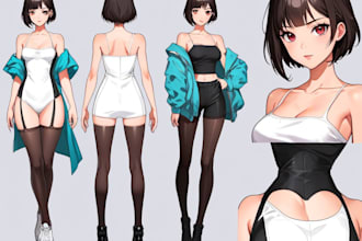 draw anime character sheet for you