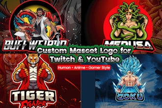 do mascot human mascot anime custom twitch logo for your need