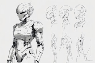 create  mecha robot character concept