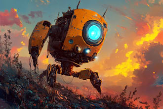 do robot mecha character logo and friendship portrait