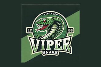 make unique vintage green viper snake logo for your brand