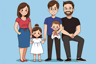 draw a vector art family portrait