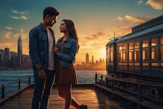 create couples art vector portrait