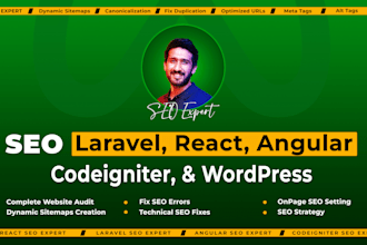 seo for angular react laravel codeigniter and wordpress