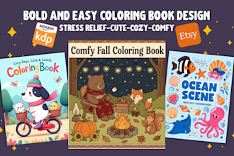 design custom comfy and cozy coloring book for KDP
