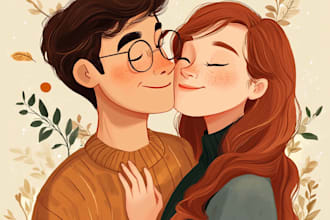 draw couple portrait illustration from your photo