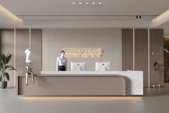 design  3d interior living lobby and reception 3d renders