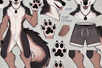 draw furry ref sheet vtuber illustration character anthro feral oc wolf avatar