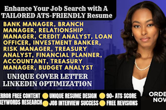 write banking, finance, accounting, bookkeeper, tax, investment manager resume