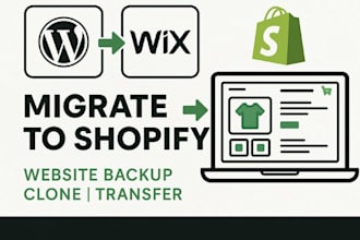 backup clone and migrate wordpress or wix to shopify website