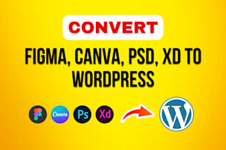 convert HTML PSD canva and figma to wordpress
