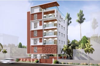 elevate 3d apartment building, edge urban living, sleek glass panel, floor plan