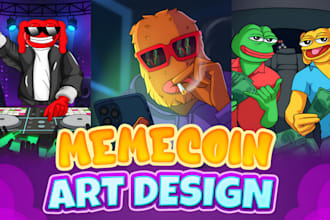 draw custom meme art for your meme coin social media and website