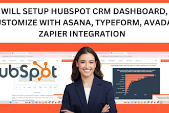 set hubspot dashboard, customize with asana  typeform avada zapier integration