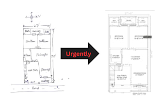 urgently draw redraw 2d architectural floor plans blueprints in autocad