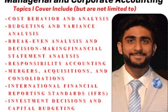 be your expert tutor for managerial and corporate accounting