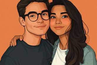 make a funny couple caricature portrait gift