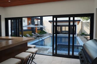 elevate3d minimalist home design,c4d corona render,patio pool,balcony,floor plan