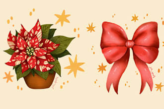 draw cute warm illustrations for stickers, clip art