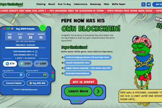 design crypto website, memecoin, pepecoin, token website, cryptocurrency website