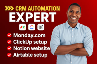 setup automation monday CRM airtable clickup notion trello asana typeform