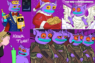 draw pepe art , pepe memes , telegram stickers ,funny memecoin art , brett meme