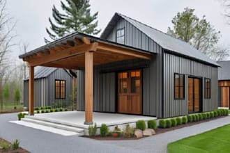 create 2d village barn dominium plans, cabin, cottage, village farmhouse