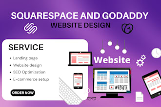 design godaddy redesign squarespace booking website and print on demand store