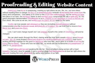 manually edit, proofread and copy edit yr website content, essay, article, ebook