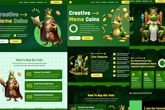 design meme coin landing page, meme coin website, crypto website, memecoin