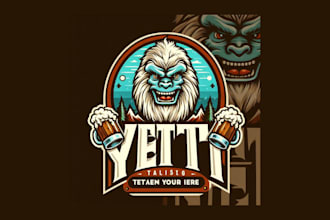 do unique vintage yeti logo with creative concepts