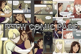 draw graphic novel illustration, comic book illustration, nsfw comic, comic art