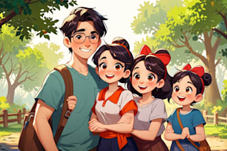 design a professional disney family portrait